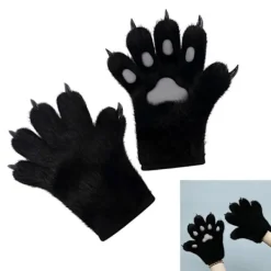 Överdimensionerade Faux Fursuit Katt Tassar Handskar Justerbar Storlek 29x25cm för Vuxna Barn Kostymfester brun[D]> Tillbehör