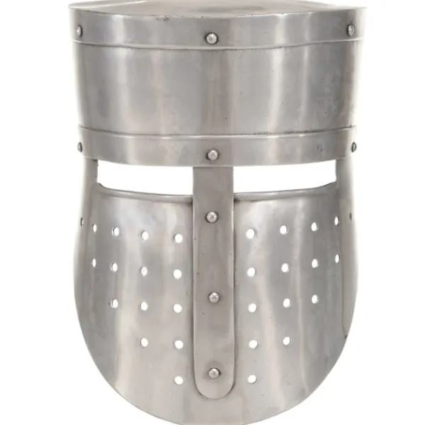 vidaXL Medeltida riddarhjälm för LARP silver stål> Huvudbonader