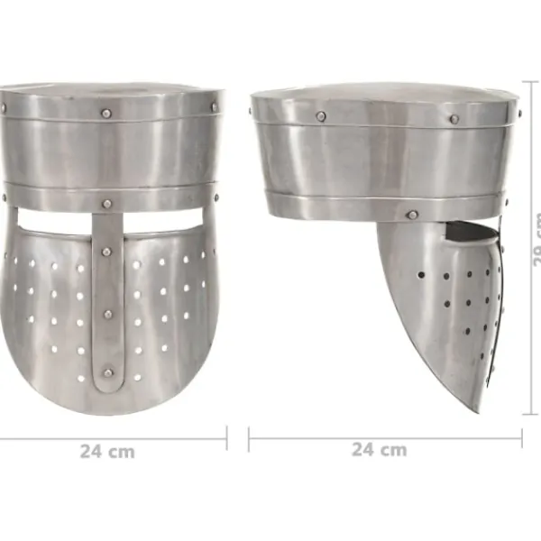 vidaXL Medeltida riddarhjälm för LARP silver stål> Huvudbonader