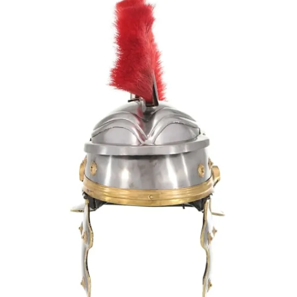 vidaXL Romersk riddarhjälm för LARP silver stål> Huvudbonader