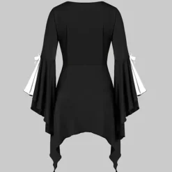 KOOLYOU Viking pirat cosplay kostymer Halloween häxa kostym medeltida steampunk dam off shoulder t-shirt bandage väst XXL Silver> Dräkter