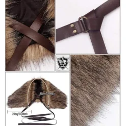 Viking syntetisk päls krage för kompis halsduk capelet wrap kostym tillbehör><noscript><img width=