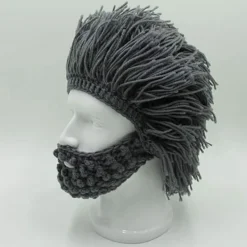 Vikingaskägg Mössa Hornhatt Vinter Varma Mask Stickad Ull Rolig><noscript><img width=