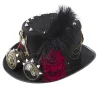 Viktoriansk gotisk cylinderhatt med kugghjul, goggles, kedja, fjäder, mörk ros, steampunk-hatt, halloweenhatt för karnevalsfestdräkt> Huvudbonader
