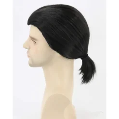 AIZHENCHEN Vincent Vega Peruk Inspirerad av Pulp Fiction Kort Svart Rak Peruk Halloween Herr><noscript><img width=