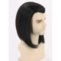 AIZHENCHEN Vincent Vega Peruk Inspirerad av Pulp Fiction Kort Svart Rak Peruk Halloween Herr><noscript><img width=