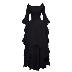 KOOLMEI Vintage Lyx 1700-tals viktoriansk virkad Spets Bell Drapera ärmar Medeltida renässans Gotisk Ground Cosplay Vintage Klänning Klänning Bröllop L | Fyndiq> Dräkter