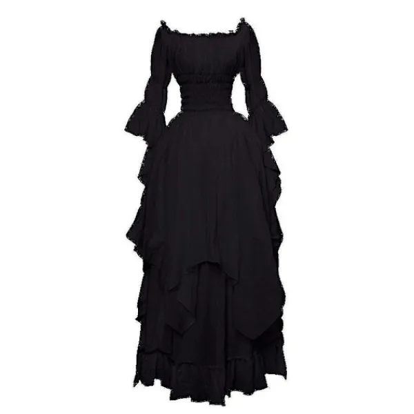 KOOLMEI Vintage Lyx 1700-tals viktoriansk virkad Spets Bell Drapera ärmar Medeltida renässans Gotisk Ground Cosplay Vintage Klänning Klänning Bröllop L | Fyndiq> Dräkter