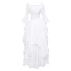 KOOLMEI Vintage Lyx 1700-tals viktoriansk virkad Spets Bell Drapera ärmar Medeltida renässans Gotisk Ground Cosplay Vintage Klänning Klänning Bröllop L | Fyndiq> Dräkter