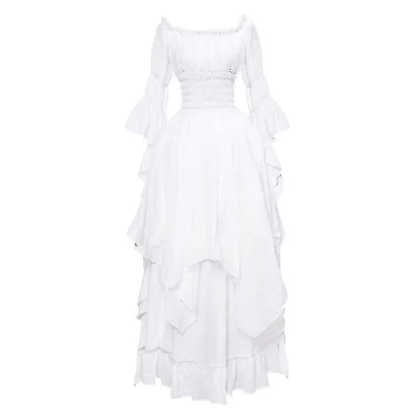 LAIQIANKUA Vintage Lyx 1700-tals viktoriansk virkad Spets Bell Drapera ärmar Medeltida renässans Gotisk Ground Cosplay Vintage Klänning Klänning Bröllop XXL | Fyndiq> Dräkter