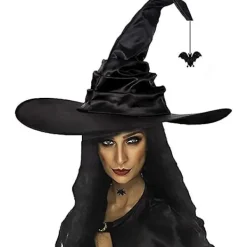 Vintage Ruched Witch Hat: Halloween-tillbehör för alla åldrar> Huvudbonader