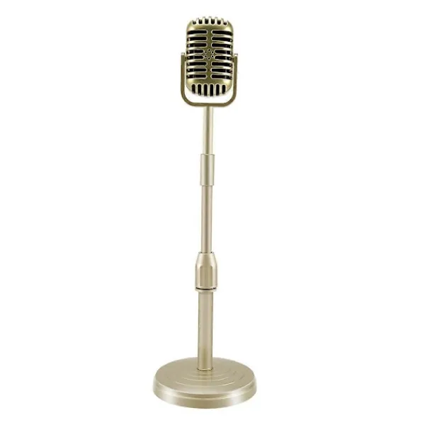 Vintage Skrivbordsmikrofon Rekvisita Modell med Justerbar Höjd, Guld-Perfet> Tillbehör
