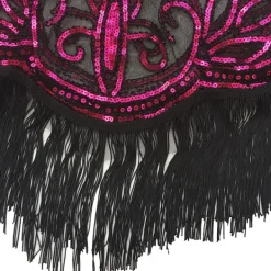 Vintage 1920-tals dam blus med paljetter, mesh, glänsande, kammusslad poncho, mesh broderad blad blus, fest, röd> Dräkter