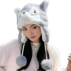 Vinter Termisk Plysch Päls Öronlapp Ushanka Hatt Konstgjord Päls Vindtät Huva Beanie Djurtema Kostymhatt för Män Kvinnor> Huvudbonader