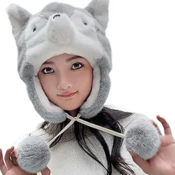 Vinter Termisk Plysch Päls Öronlapp Ushanka Hatt Konstgjord Päls Vindtät Huva Beanie Djurtema Kostymhatt för Män Kvinnor> Huvudbonader