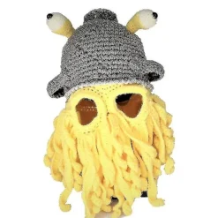 Vinter Ullhatt Europa Och Amerika Rolig Bläckfisk Hatt Mask Pullover Tentakel Hatt 1st-gul> Huvudbonader