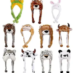 Vinterns söta plyschdjursmössa med pompom-ändar, långa remmar, rolig plyschleksak, öronlappsmössa, cosplay Leopard Leopard> Huvudbonader