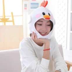 Vit Hatt Bekväm Plysch Söta Kyckling Utseende Varm Hatt För Shopping><noscript><img width=