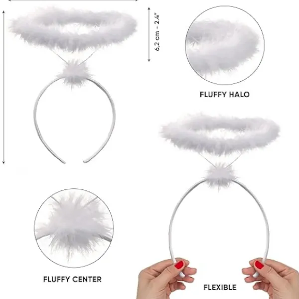 Vit Ängel Halo Hårband - Fjäderängels Halo - Halloween Hårband - Ängelkostym Tillbehör - Ängelkostym för Kvinnor, Män och Barn> Huvudbonader