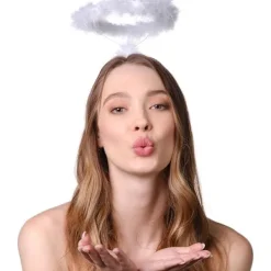 Vit Ängel Halo Hårband - Fjäderängels Halo - Halloween Hårband - Ängelkostym Tillbehör - Ängelkostym för Kvinnor, Män och Barn><noscript><img width=