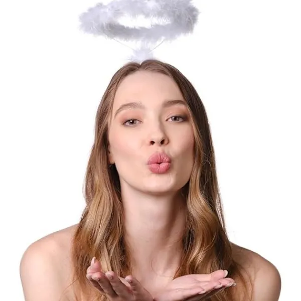 Vit Ängel Halo Hårband - Fjäderängels Halo - Halloween Hårband - Ängelkostym Tillbehör - Ängelkostym för Kvinnor, Män och Barn> Huvudbonader