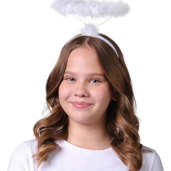 Vit Ängel Halo Hårband - Fjäderängels Halo - Halloween Hårband - Ängelkostym Tillbehör - Ängelkostym för Kvinnor, Män och Barn> Huvudbonader