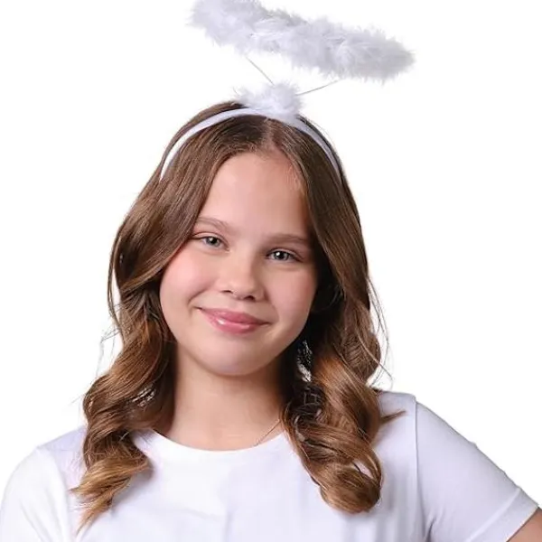 Vit Ängel Halo Hårband - Fjäderängels Halo - Halloween Hårband - Ängelkostym Tillbehör - Ängelkostym för Kvinnor, Män och Barn> Huvudbonader