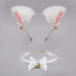 Vita kattöron (ångade kattöronformade bröd) hårband 2-pack> Huvudbonader