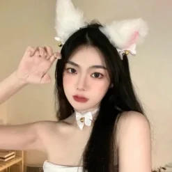 Vita kattöron (ångade kattöronformade bröd) hårband 2-pack> Huvudbonader