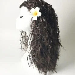 Vuxen & Barn Prinsessa Vaiana Moana Kostymklänningar med Halsband Peruk Kvinnor Flickor Halloweenfest Moana Klänning Kostymer Cosplay M> Peruker