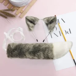 Vuxen Barn Simulation Plysch Varg för Kattöron Hårband Bandana med Pälsig Lång Svans Set Anime Cosplay Kostym Rekvisita Halloween Maskerad Tillbehör | Fyndiq> Tillbehör
