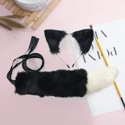 Vuxen Barn Simulation Plysch Varg för Kattöron Hårband Bandana med Pälsig Lång Svans Set Anime Cosplay Kostym Rekvisita Halloween Maskerad Tillbehör | Fyndiq><noscript><img width=