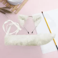 Vuxen Barn Simulering Plysch Varg Öron Pannband Bandana Med Lång Svans Set Anime Cosplay Kostym Rekvisita Halloween Maskerad - Perfet><noscript><img width=