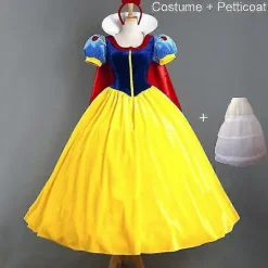 Vuxen Cosplay Klänning Snövit Flicka Prinsessklänning Kvinnor Vuxen Tecknad Prinsessa Snövit Halloween Party Kostym V Vuxen Set S> Dräkter