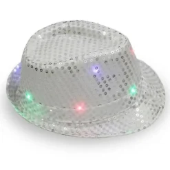 HAPPYSHOP Vuxen 9-färgs LED-lampa paljetter Performance Jazz-keps (silver) 1 styck> Huvudbonader