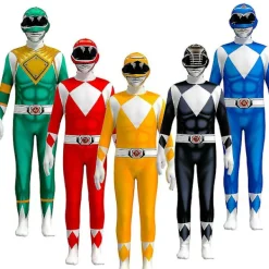 Vuxna barn Power Rangers Mighty Morphin Cosplay Jumpsuit Fancy blue 150cm 9-10Y 150cm 9-11Y> Dräkter