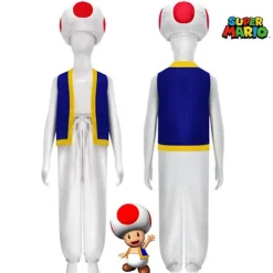Vuxna Super Mario Bros 2 Toad Cosplay Party Kostym Toppar+byxor+hatt Outfitset Presenter><noscript><img width=