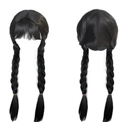 DAO Wednesday Addams Karaktär Peruk 60.96cm Lång - Värmebeständigt Syntetiskt Flätat Hår med Lugg för Halloween Cosplay, Rollspel & [DB] 60.96cm><noscript><img width=