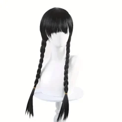 DAO Wednesday Addams Karaktär Peruk 60.96cm Lång - Värmebeständigt Syntetiskt Flätat Hår med Lugg för Halloween Cosplay, Rollspel & [DB] 60.96cm><noscript><img width=