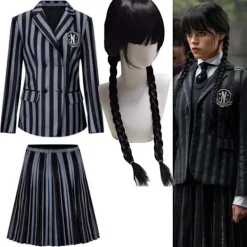 Wednesday Addams Kostym Nevermore Academy Barn Vuxen Uniform Klänning Kostym Cosplay Endast Hand One Size><noscript><img width=