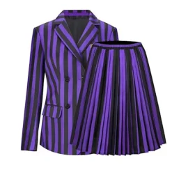 Wednesday Addams Kostym Nevermore Academy Barn Vuxen Uniform Klänning Kostym Cosplay Endast Peruk One Size One Size><noscript><img width=