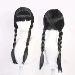 Wednesday Addams Kostym Nevermore Academy Barn Vuxen Uniform Klänning Kostym Cosplay Endast Peruk-FA- One Size> Peruker
