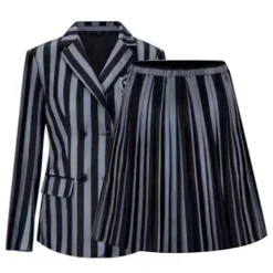 Wednesday Addams Kostym Nevermore Academy Barn Vuxen Uniform Klänning Kostym Cosplay Endast Peruk{FY} One Size><noscript><img width=