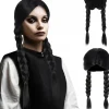 Wednesday Peruk med Flätor - Addams Svart svart> Peruker