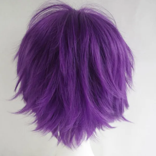 Wekity Unisex Anime Kort Cosplay Peruk Med Lugg Värmebeständigt Hår, Lila> Peruker
