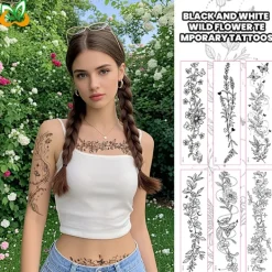 INF Wildflower Temporary Tattoos - 10 Sheets Set><noscript><img width=