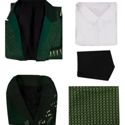 Wizard-kostym för män Wick Witch Cosplay Gotisk Medeltida Oz Jacka Grön Kappa Halloween Warlock Uniform S><noscript><img width=