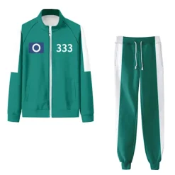Xbi- Adult and children's squid game 2 jacket sweatshirt + trousers two-piece set 140CM><noscript><img width=