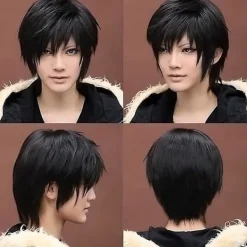 {XJ} Pojkar/Mäns Kylin Svart Hårfärg Peruk Män Manlig Svart Kort Anime Cosplay><noscript><img width=