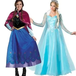 {xjxj} Vuxen Prinsessa Anna Elsa Kostym Jul Cos Maskerad Klädsel - Anna> Dräkter